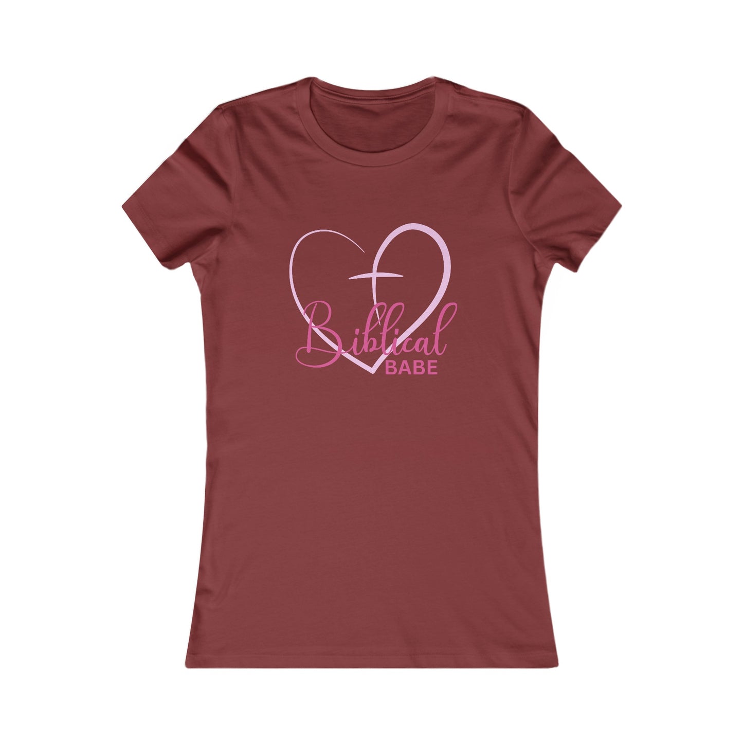 Biblical Babe Women's Fitted Tshirt (Pink Heart Logo) - Sweet Baby Jeez Teez