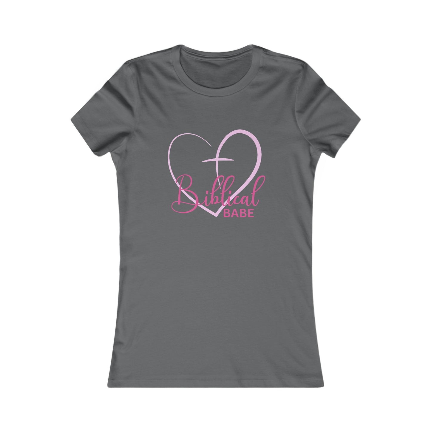 Biblical Babe Women's Fitted Tshirt (Pink Heart Logo) - Sweet Baby Jeez Teez