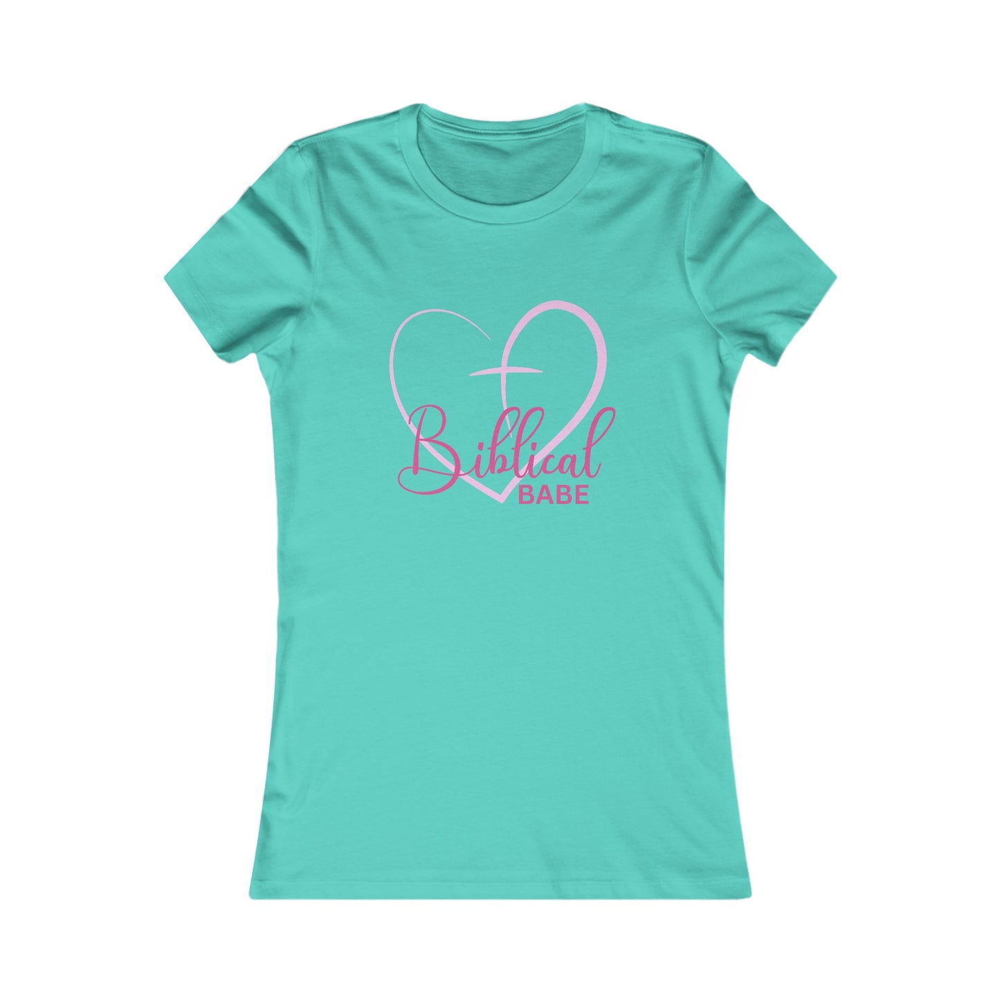 Biblical Babe Women's Fitted Tshirt (Pink Heart Logo) - Sweet Baby Jeez Teez