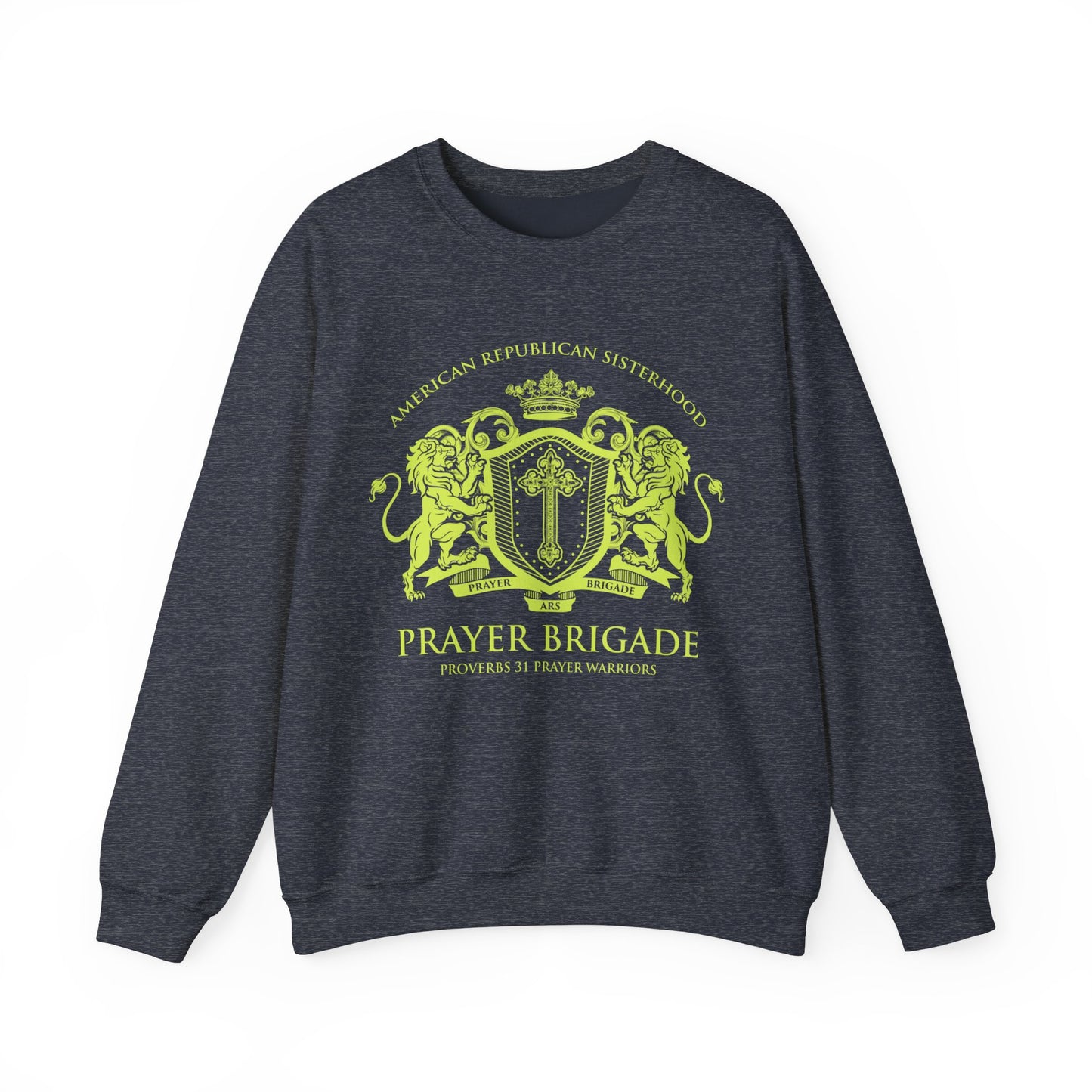 ARS Prayer Brigade Unisex Crewneck Sweatshirt (Chartreuse Logo)