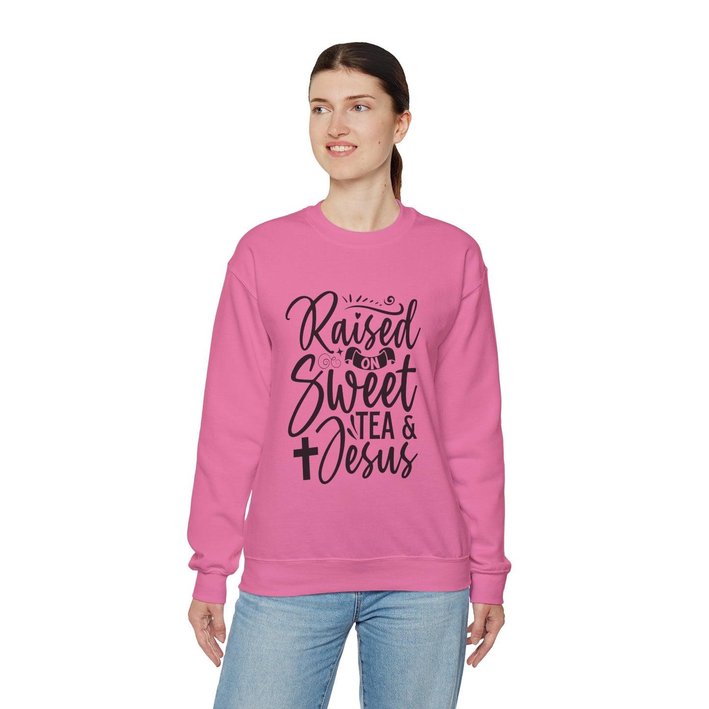 Sweet Tea and Jesus Women's Relaxed Sweatshirt (Black Logo)