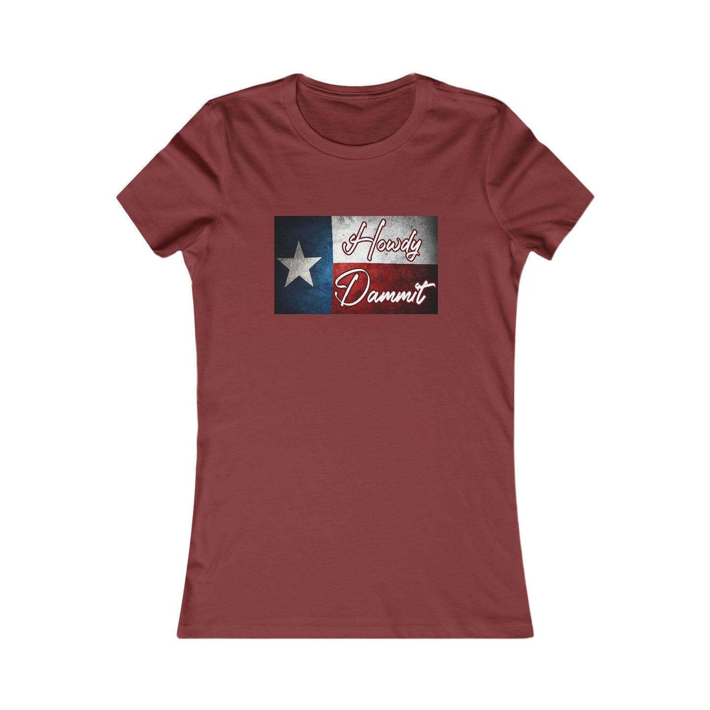 Women's Howdy Dammit Fitted Tshirt (AGGIE - TX Flag Logo)