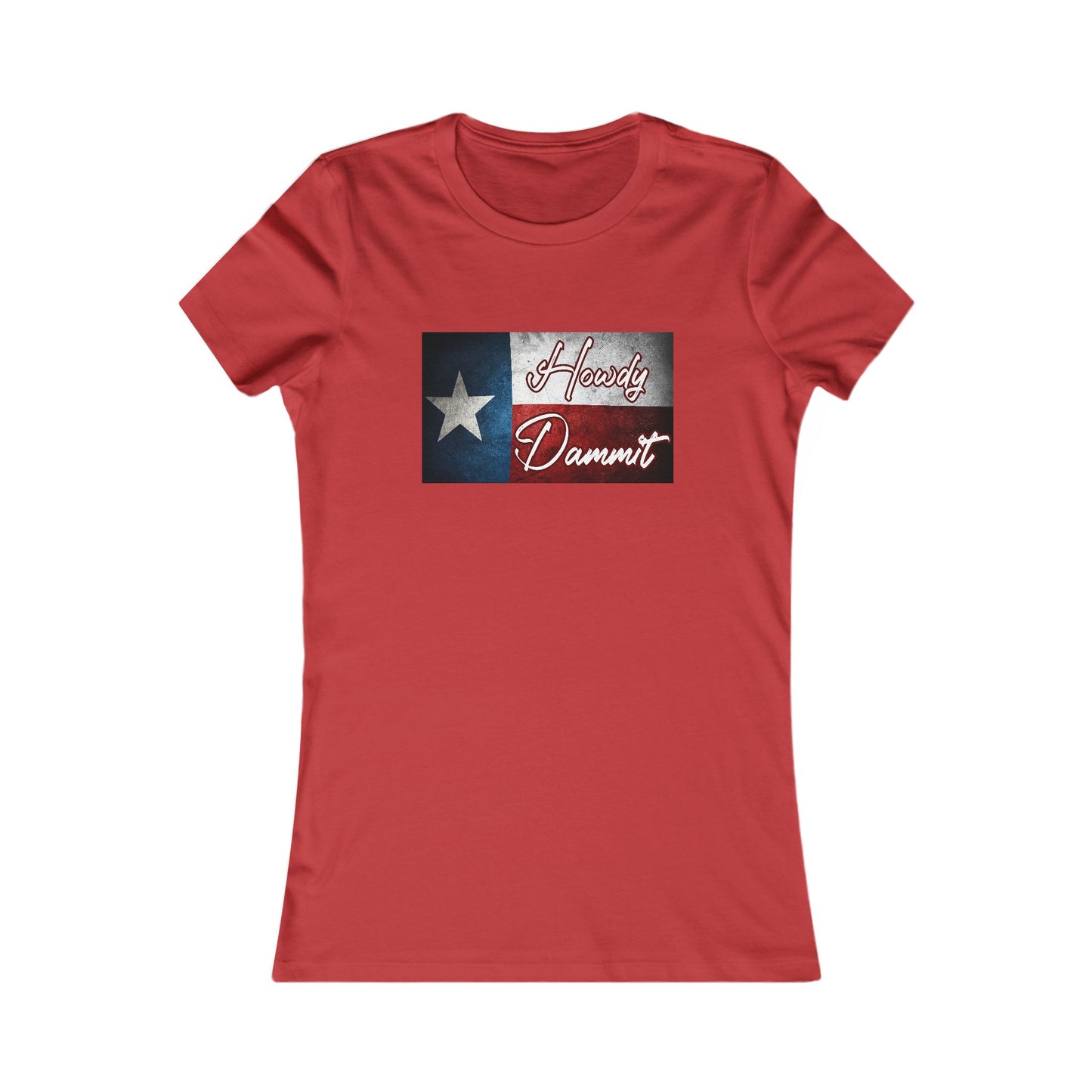 Women's Howdy Dammit Fitted Tshirt (AGGIE - TX Flag Logo)