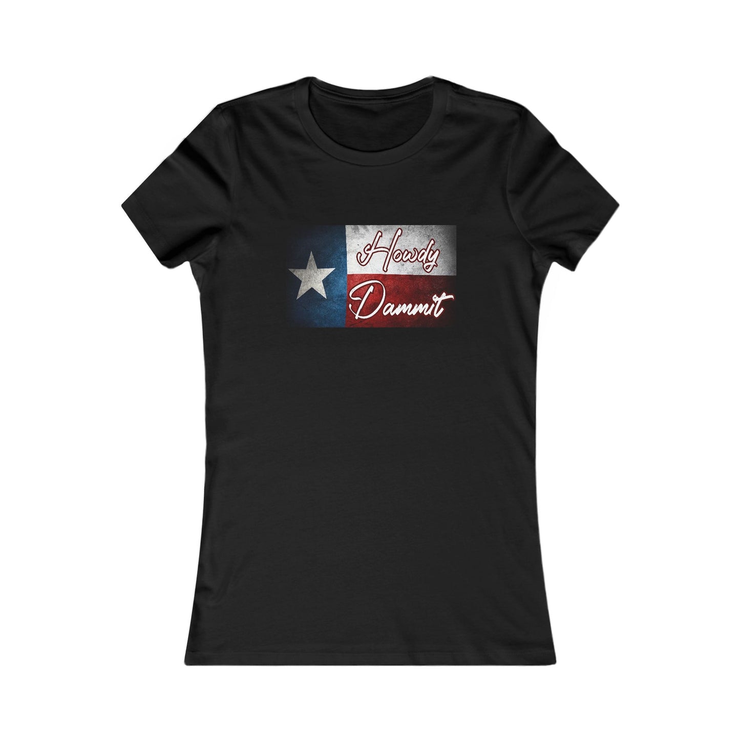 Women's Howdy Dammit Fitted Tshirt (AGGIE - TX Flag Logo)