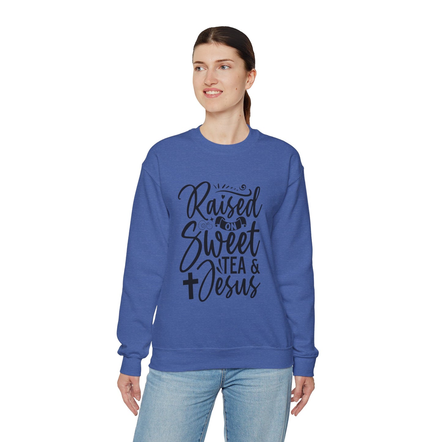 Sweet Tea and Jesus Women's Relaxed Sweatshirt (Black Logo)