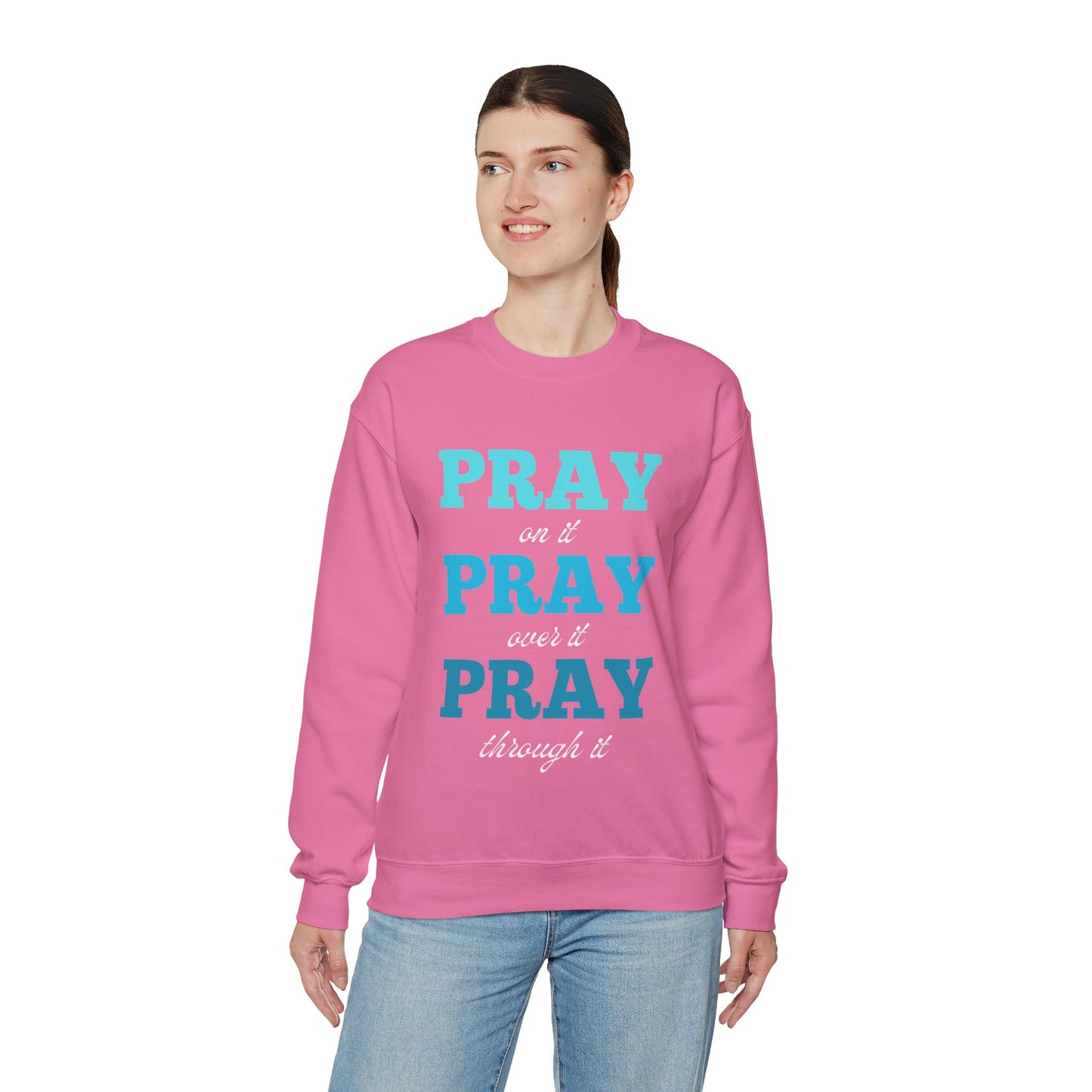 Pray On It Women's Relaxed Sweatshirt (Teals Logo) - Sweet Baby Jeez Teez