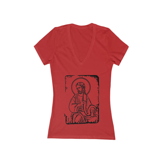 Orthodox Icon Women's Deep V Tshirt (Black Logo)