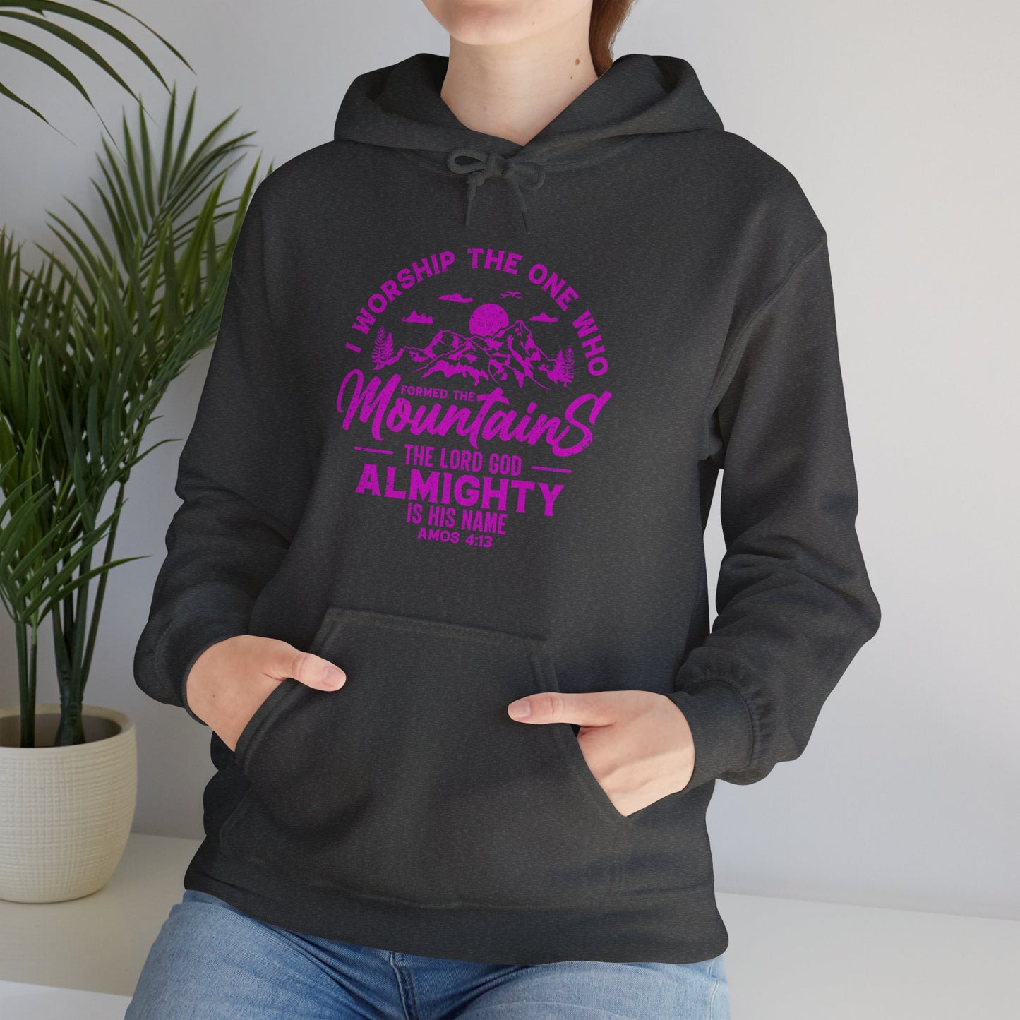 Mountains Women's Relaxed Hoodie (Hot Pink Logo) - Sweet Baby Jeez Teez