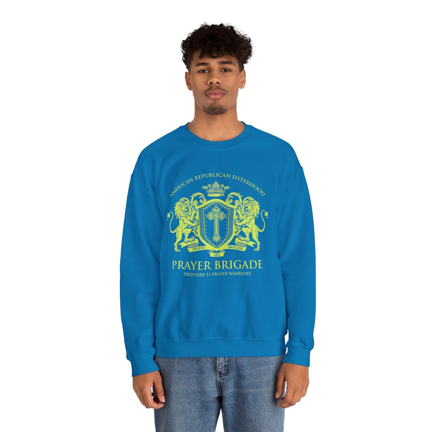 ARS Prayer Brigade Unisex Crewneck Sweatshirt (Chartreuse Logo)