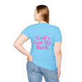 God's Got My Back Women's Relaxed/Plus Tshirt (Hot Pink Back Logo) - Sweet Baby Jeez Teez