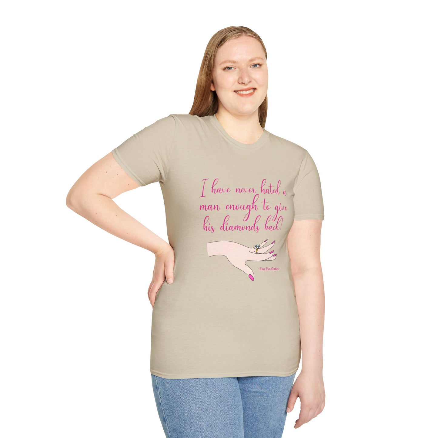 Gabor Diamonds Women's Relaxed/Plus Fit Tshirt (IW Pink Logo) - Sweet Baby Jeez Teez