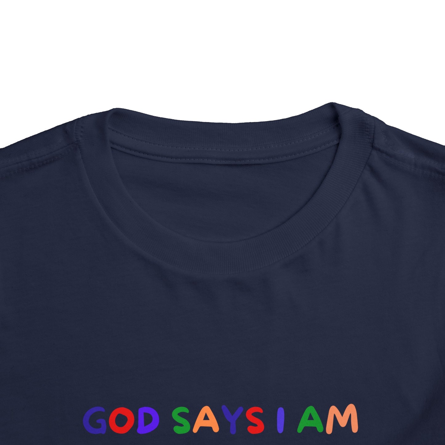 God Says I am Toddler Boys Tshirt (Sports Logo)