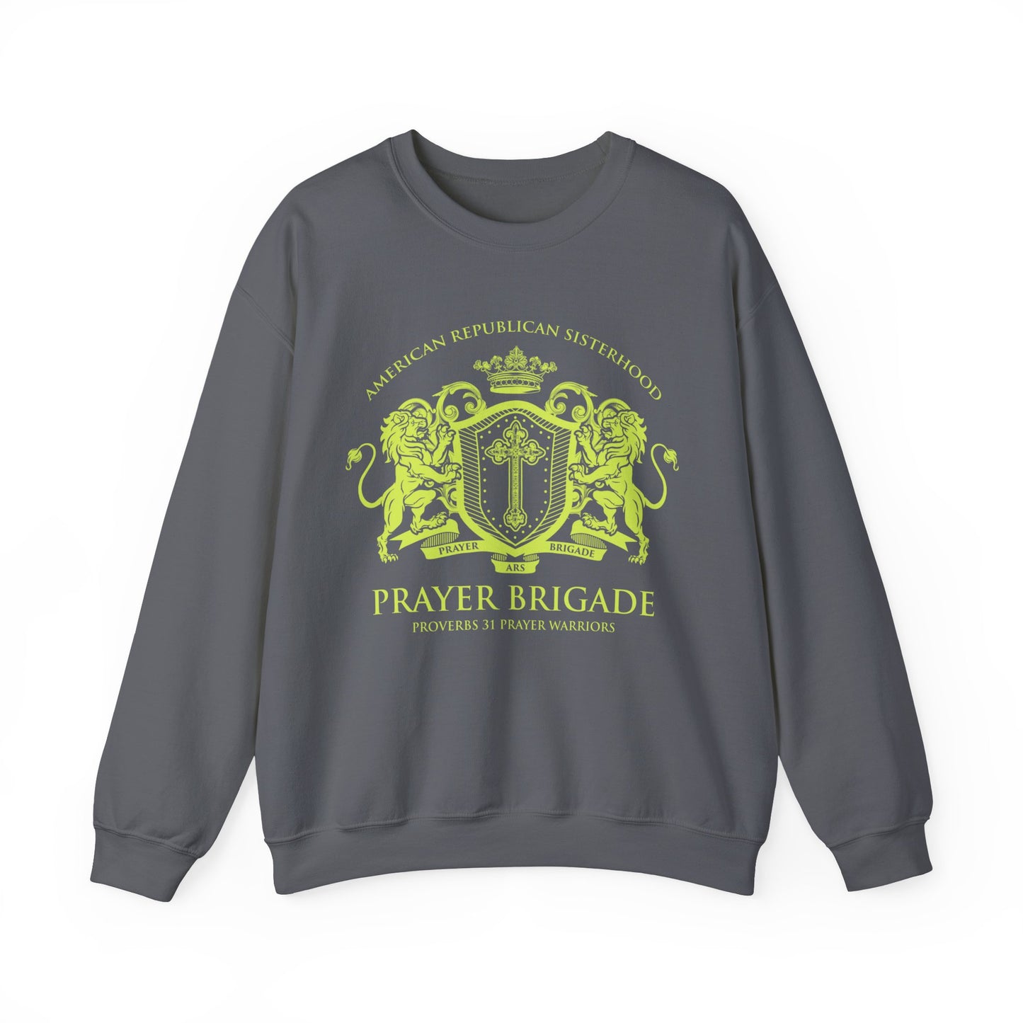 ARS Prayer Brigade Unisex Crewneck Sweatshirt (Chartreuse Logo)