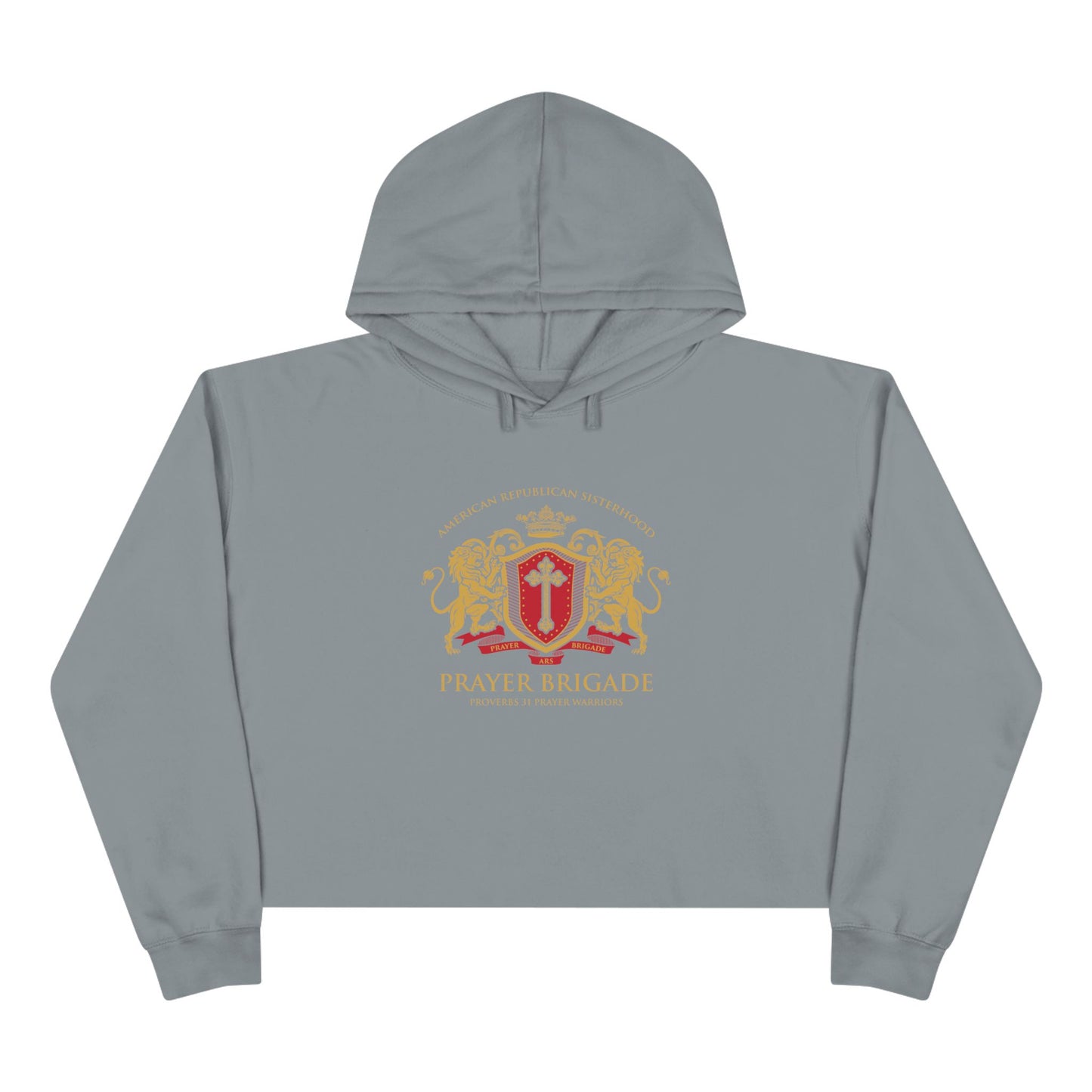 ARS Prayer Brigade Crop Hoodie (Gold/Red Logo)