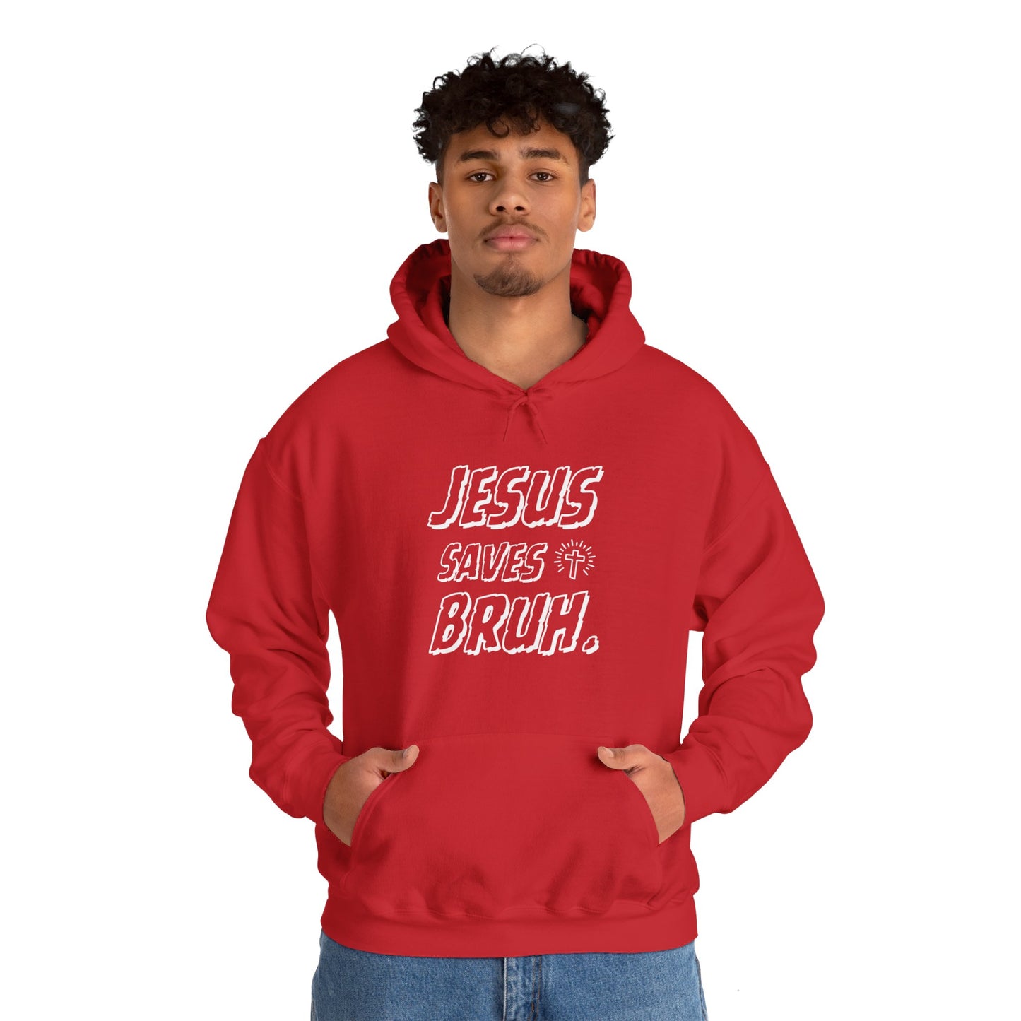 Jesus Saves Bruh Men's Hoodie (White Logo)