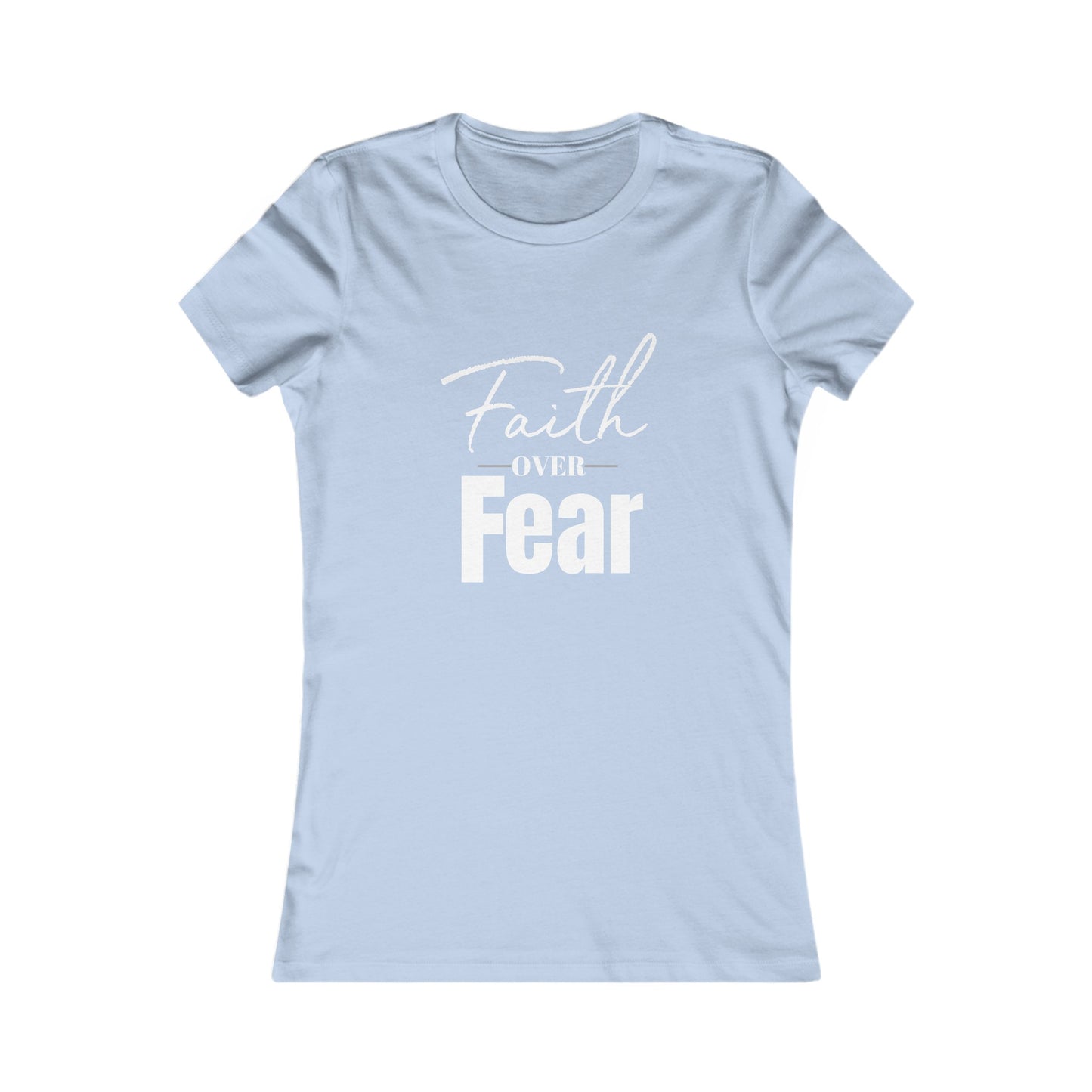 Faith Over Fear Women's Fitted Tshirt (White and Gray Logo)