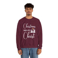 Christmas Begins with Christ Heavy Crewneck Sweatshirt (White/Gold Logo)