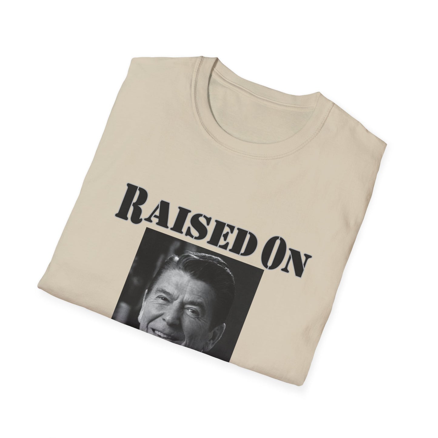 Raised on Reagan Men's Tshirt (Black Logo) - Sweet Baby Jeez Teez