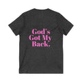 God's Got My Back Women's Relaxed/Plus V Neck (Hot Pink Logo Back) - Sweet Baby Jeez Teez