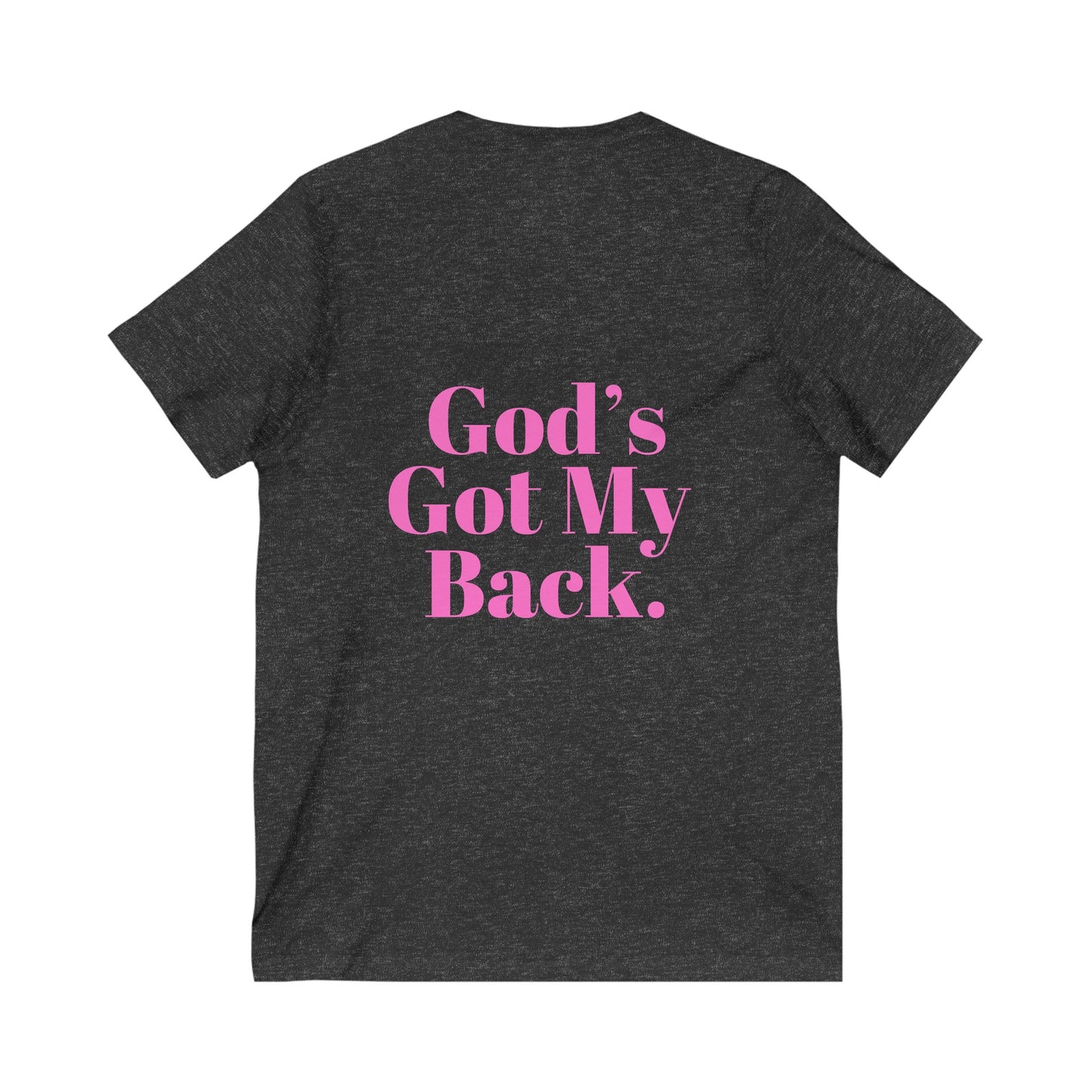 God's Got My Back Women's Relaxed/Plus V Neck (Hot Pink Logo Back) - Sweet Baby Jeez Teez