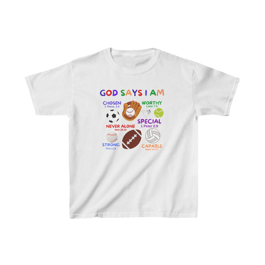 God Says I am Boys Tshirt (Sports Logo)