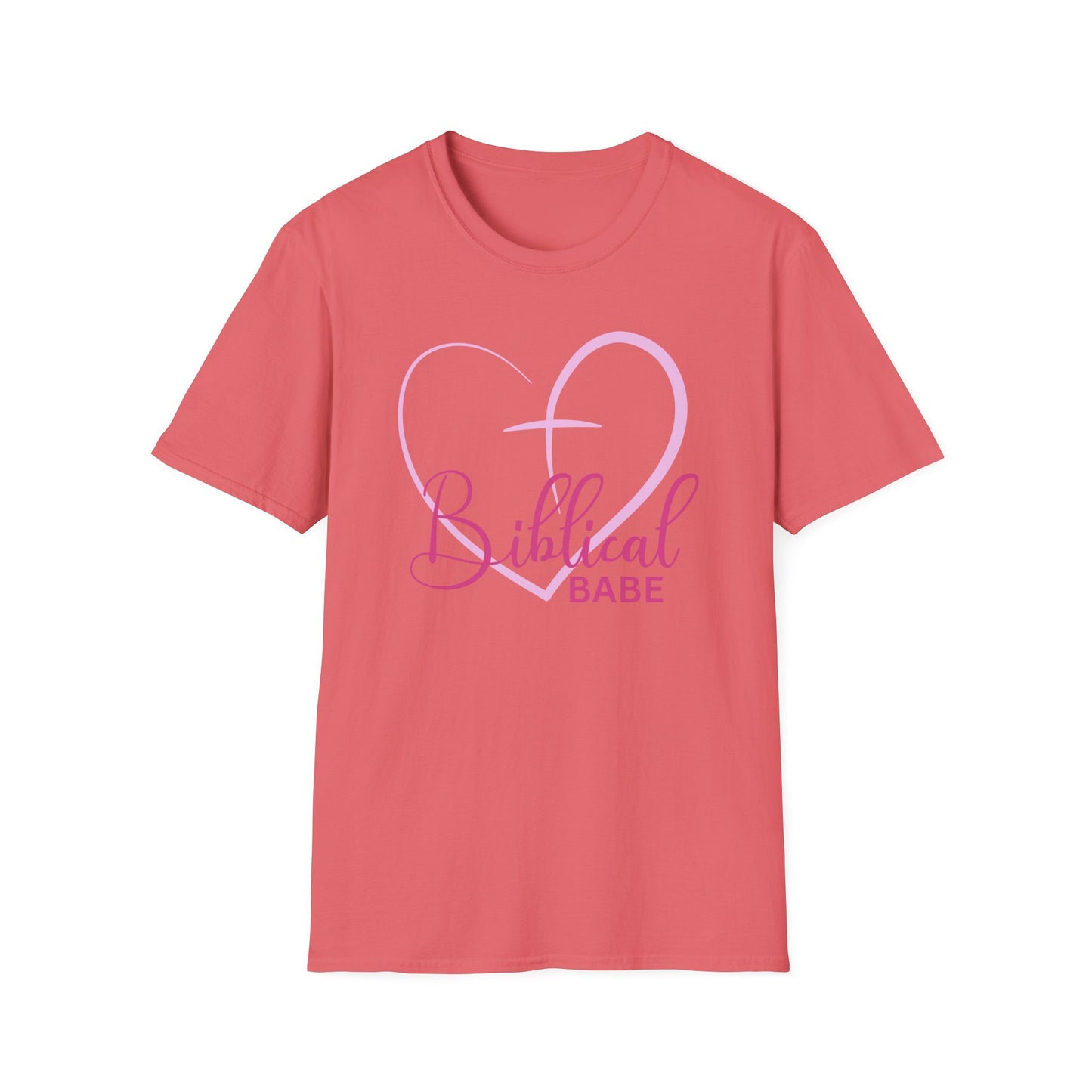 Biblical Babe Women's Relaxed/Plus Tshirt (Pink Heart Logo) - Sweet Baby Jeez Teez