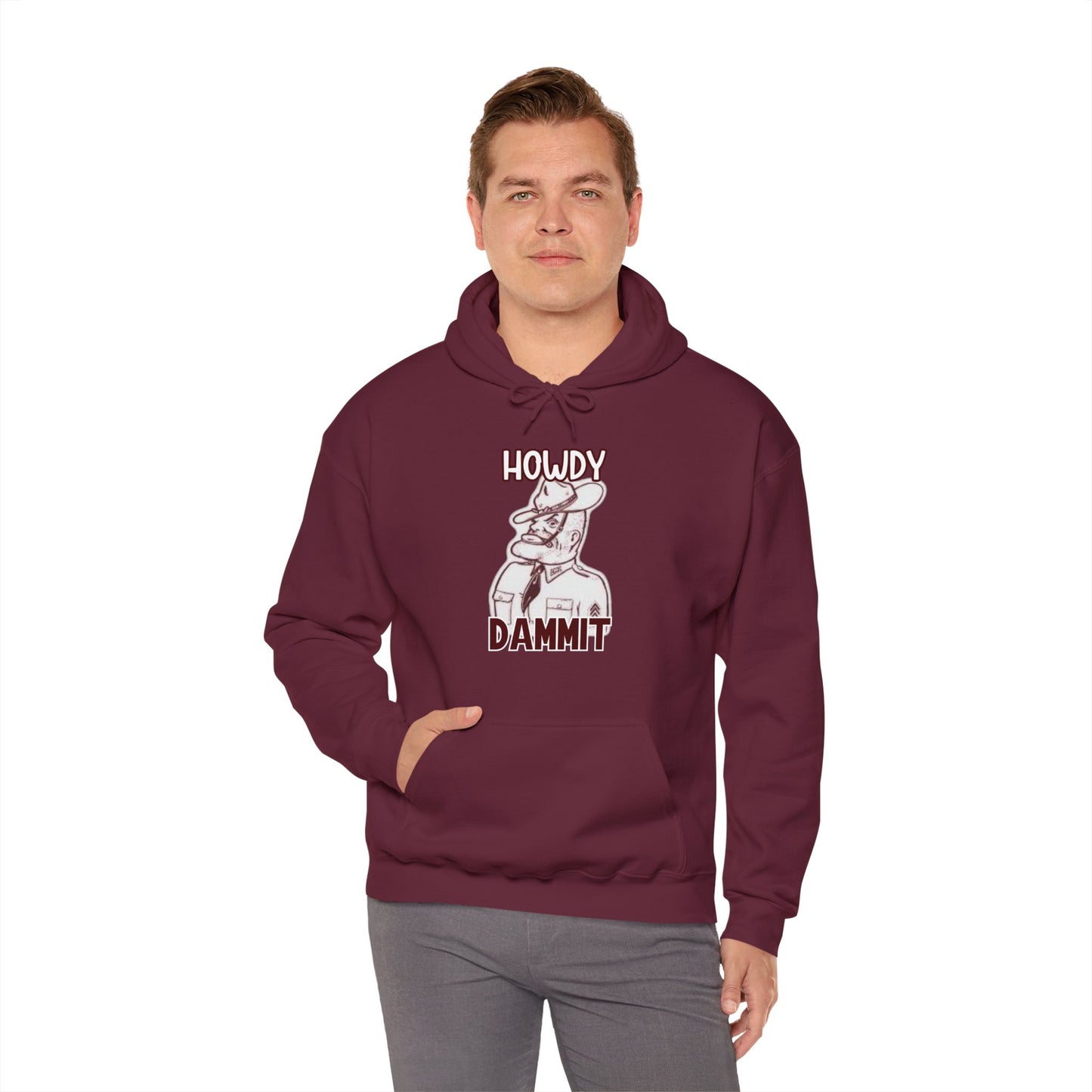 Howdy Dammit Men's Hoodie (Aggie - Old Sarge Logo)