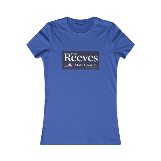 Senator Bryce Reeves Women's Fitted Tshirt (Blue Logo) - Sweet Baby Jeez Teez