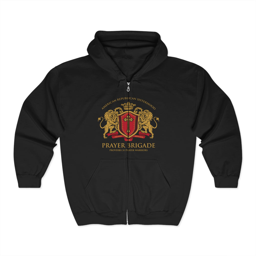 ARS Prayer Brigade Heavy Full Zip Hoodie (Black with Gold/Red Logo)