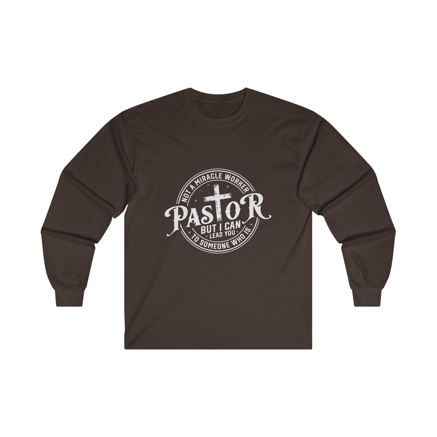 Pastor Men's Long Sleeve Tshirt (White  Logo) - Sweet Baby Jeez Teez