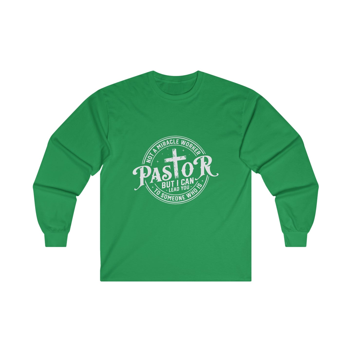 Pastor Men's Long Sleeve Tshirt (White  Logo) - Sweet Baby Jeez Teez