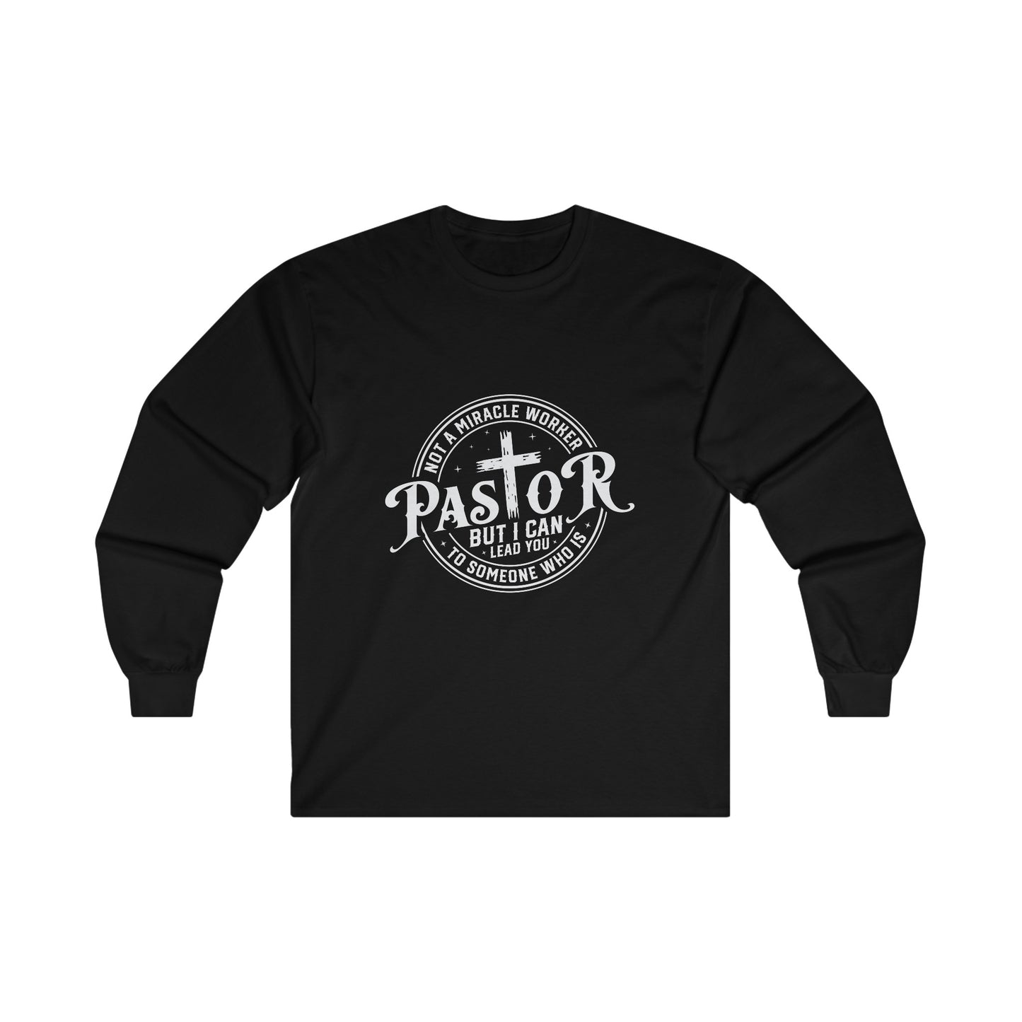 Pastor Men's Long Sleeve Tshirt (White  Logo)