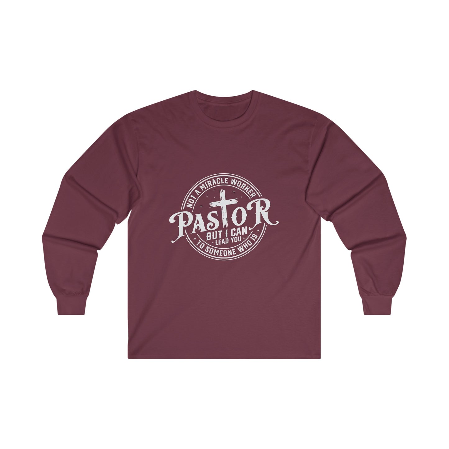 Pastor Men's Long Sleeve Tshirt (White  Logo) - Sweet Baby Jeez Teez