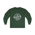 Pastor Men's Long Sleeve Tshirt (White  Logo) - Sweet Baby Jeez Teez