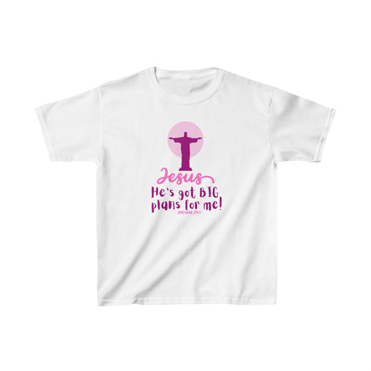 Jesus Has Big Plans Girls Tshirt (Pink Logo)