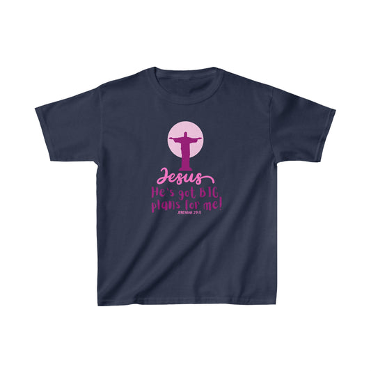 Jesus Has Big Plans Girls Tshirt (Pink Logo)