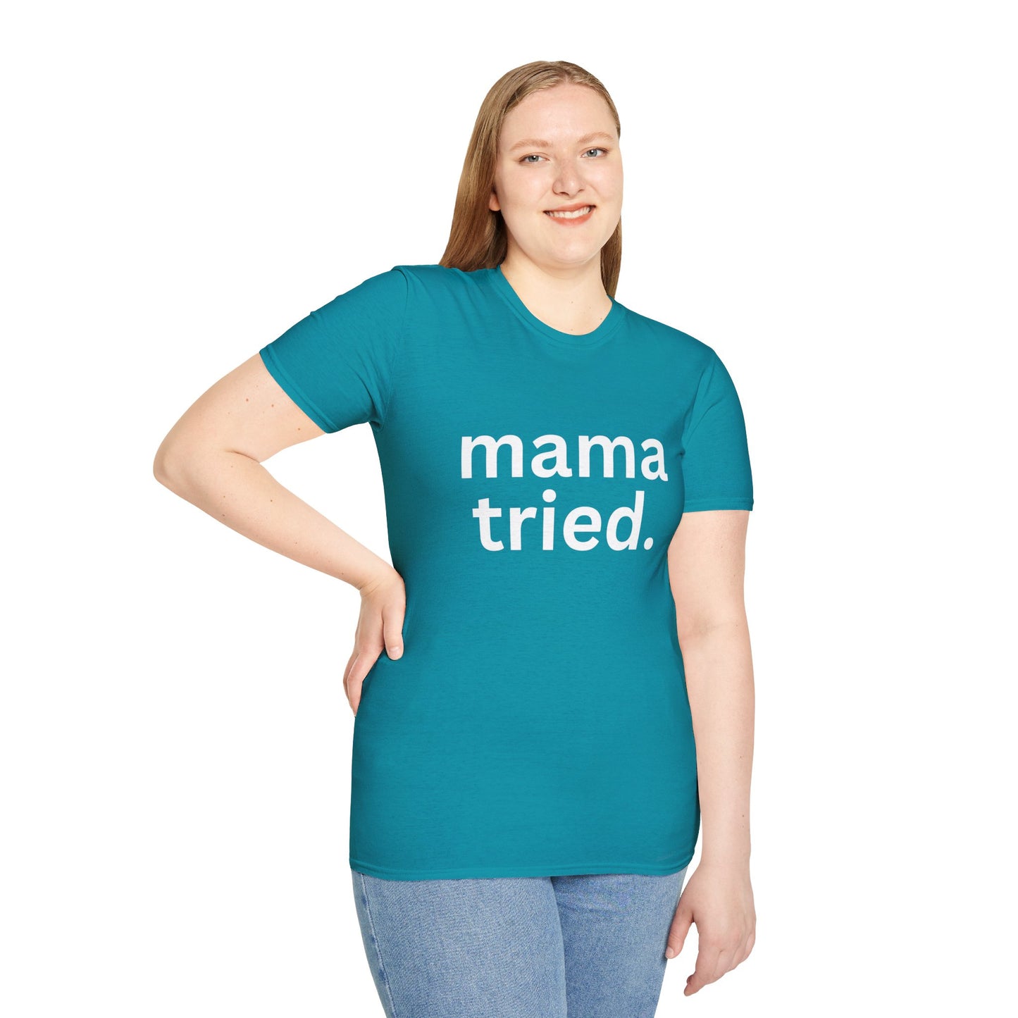 Mama Tried Women's Relaxed/Plus Tshirt (White Logo) - Sweet Baby Jeez Teez