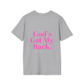 God's Got My Back Women's Relaxed/Plus Tshirt (Hot Pink Back Logo) - Sweet Baby Jeez Teez