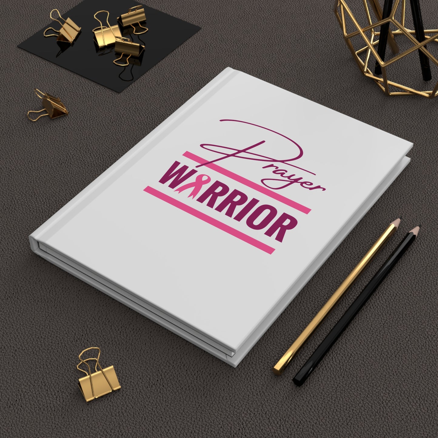 Prayer Warrior Hardcover Journal (Pink Ribbon Logo) - Sweet Baby Jeez Teez