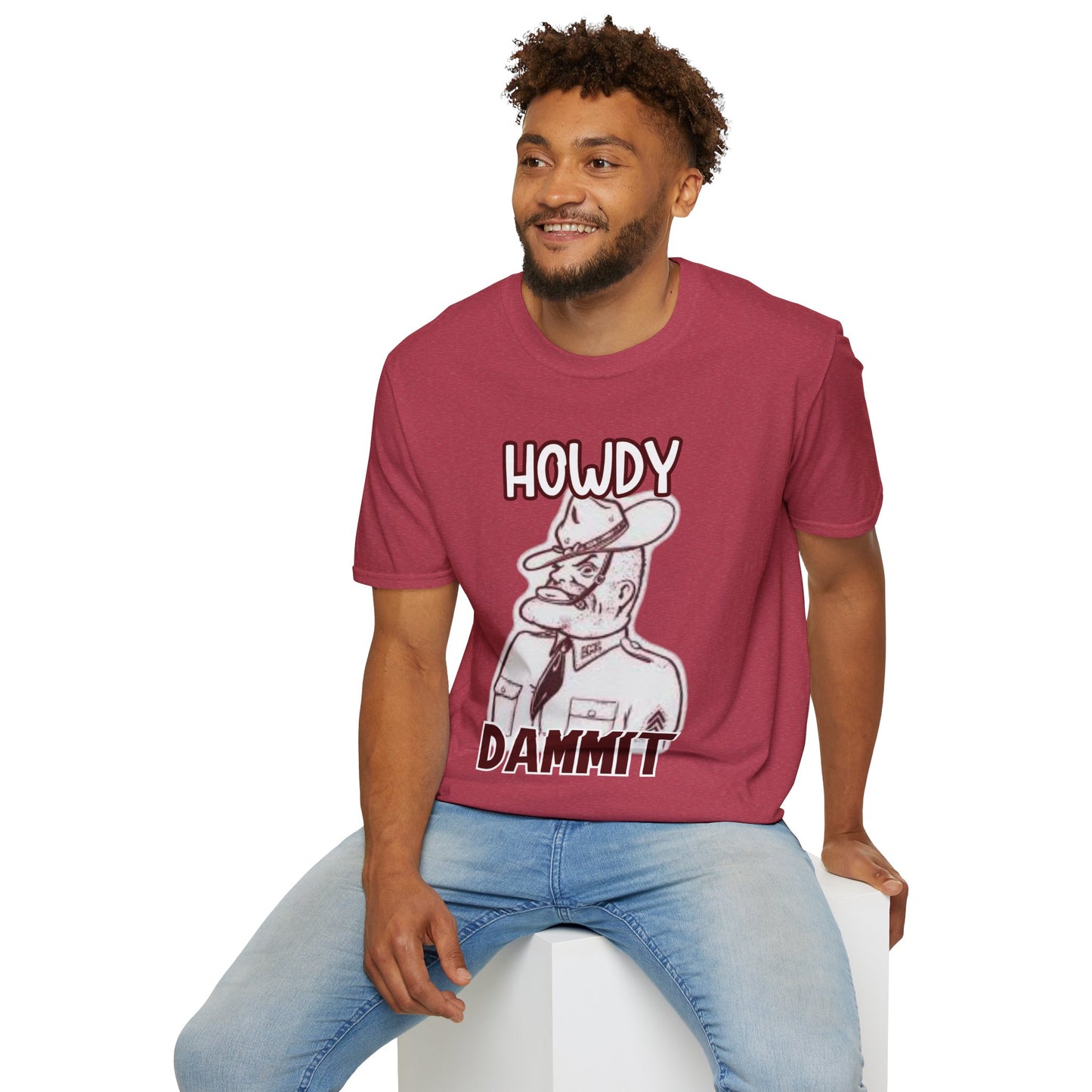 Howdy Dammit Men's Tshirt (Aggie - Old  Sarge Logo)