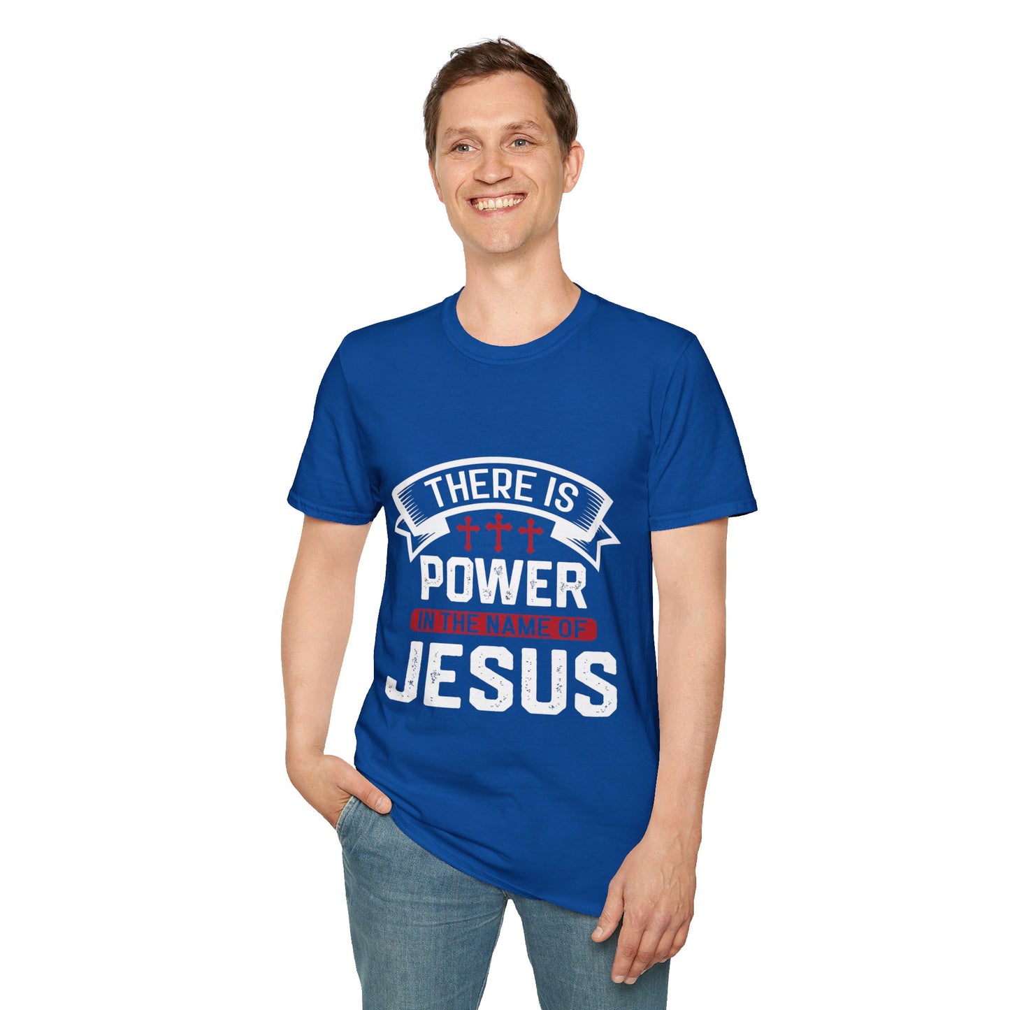 Name Jesus Men's Tshirt (White/Red Logo) - Sweet Baby Jeez Teez