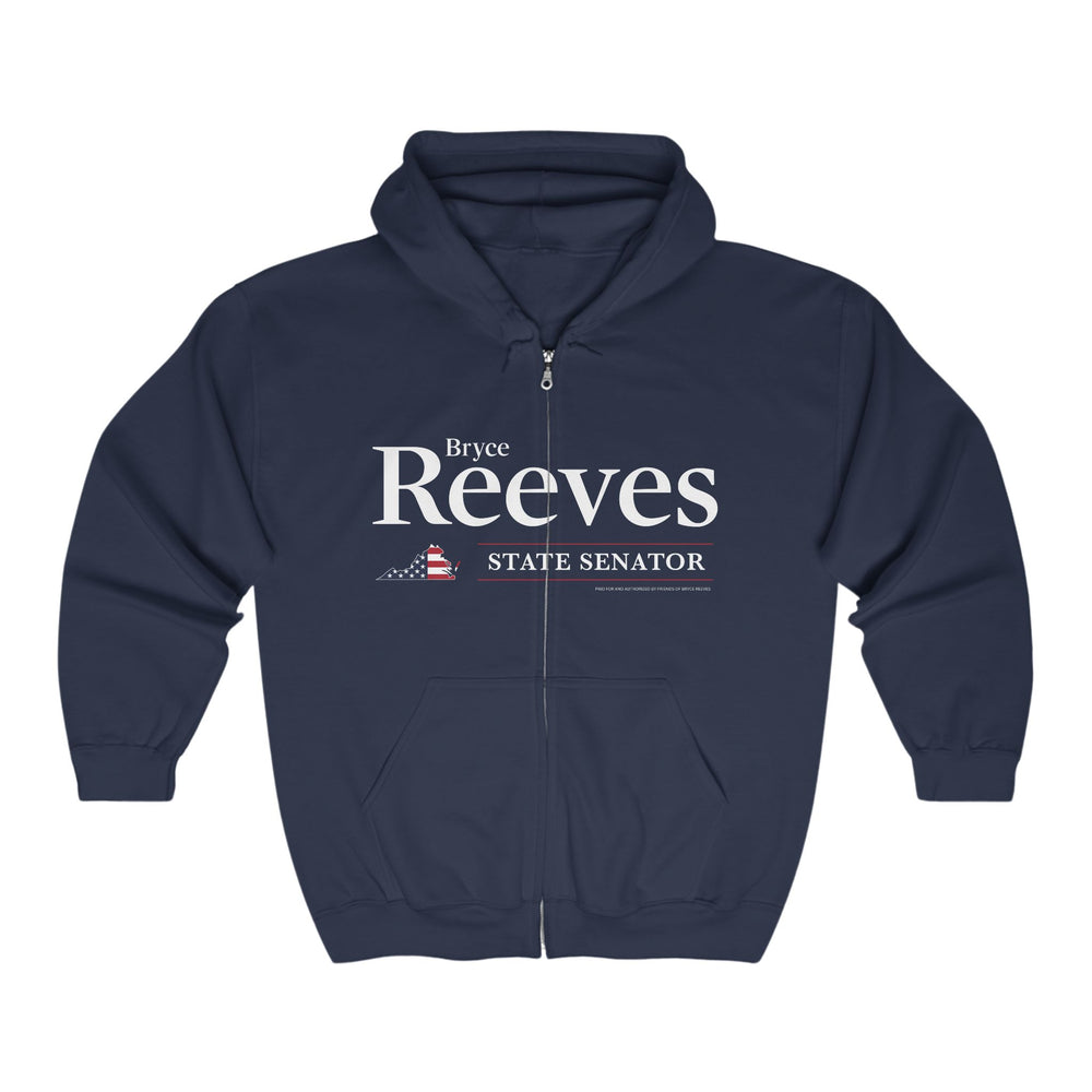 Bryce Reeves Unisex Full-Zip Hoodie (White Logo)