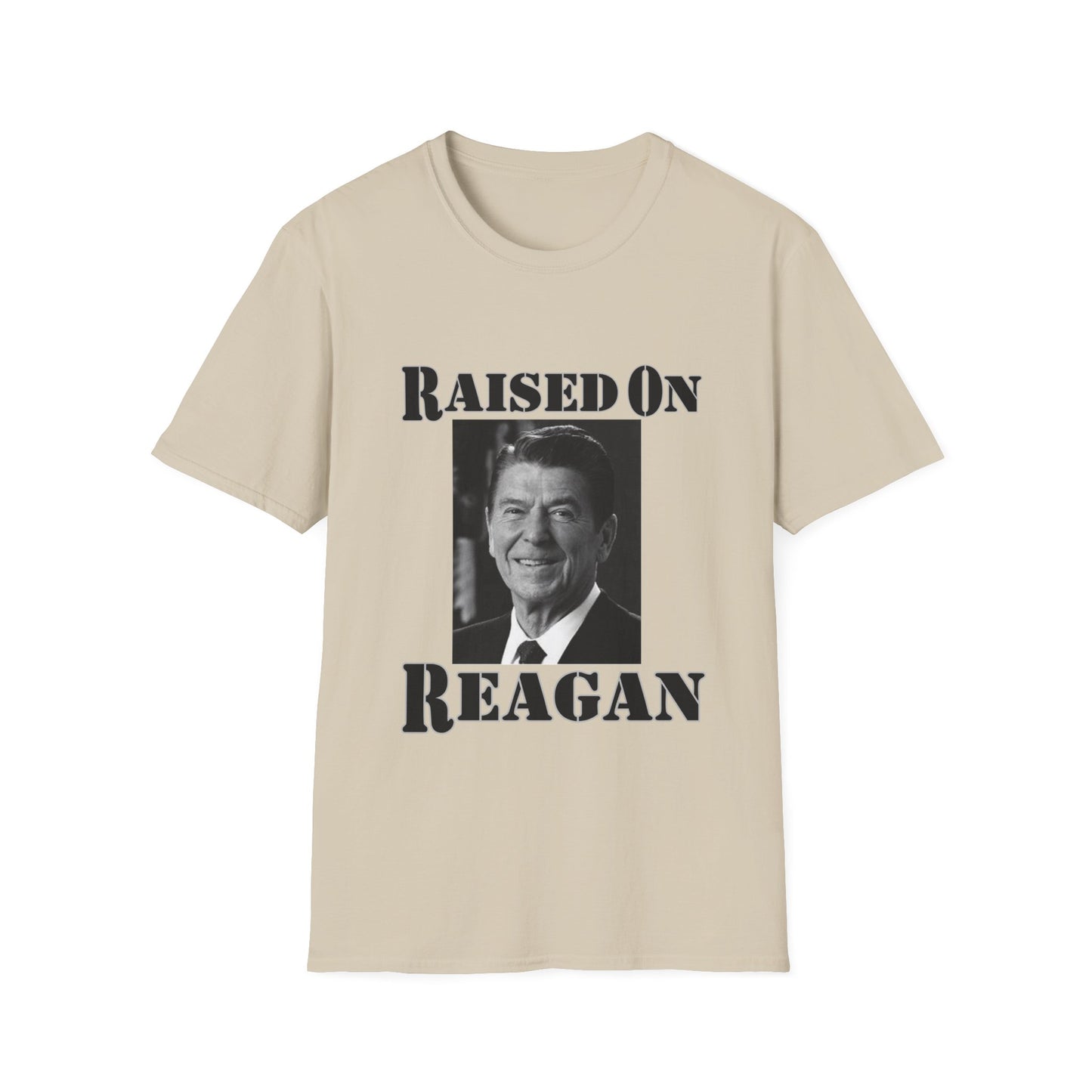 Raised on Reagan Men's Tshirt (Black Logo) - Sweet Baby Jeez Teez