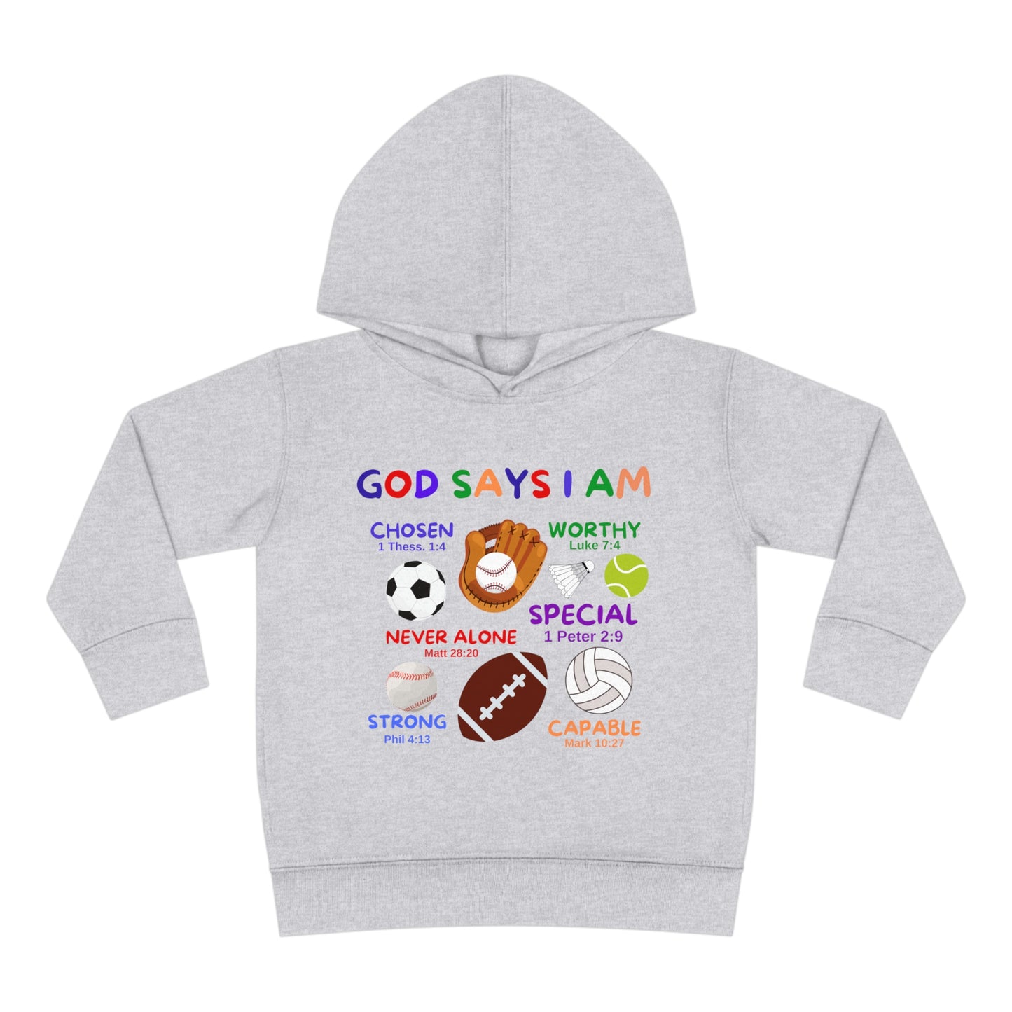 God Says I am Toddler Fleece Hoodie (Sports Logo)