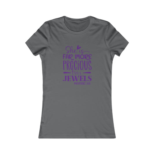 Far More Precious Women's Fitted Tshirt (Plum Logo) - Sweet Baby Jeez Teez