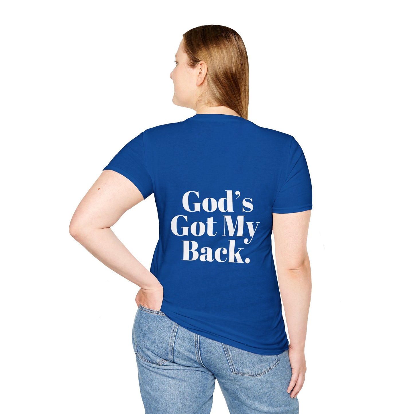 God's Got My Back Women's Relaxed/Plus Tshirt (White Back Logo) - Sweet Baby Jeez Teez