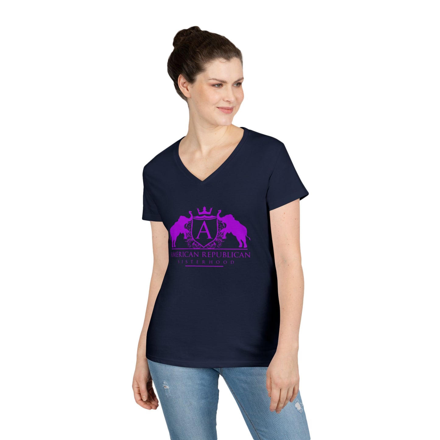 ARS Logo Women's  V-Neck T-Shirt (ARS - Hot Pink Logo)