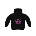 God's Got My Back Girls Hoodie (Pink Logo)