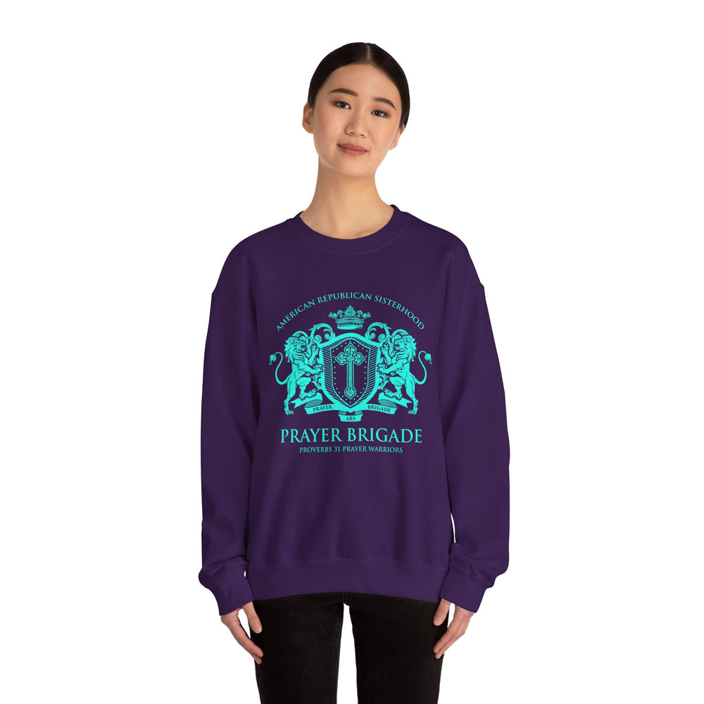 ARS Prayer Brigade Unisex Sweatshirt (Purple with Aqua Logo)