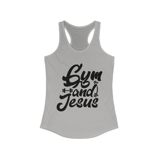 Gym and Jesus Women's Racerback Tank (Black Logo) - Sweet Baby Jeez Teez